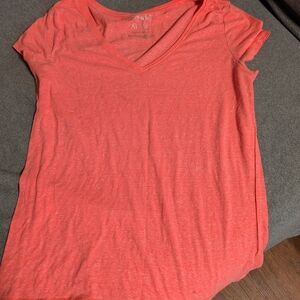 Aeropostale Coral Short Sleeve V-Neck Tee